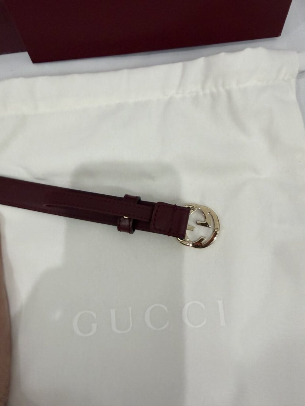 Gucci Interlocking G Guccissima Rosso Ancora Belt 85 NWT - Picture 2 of 3